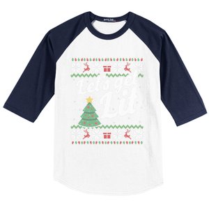 Ugly Christmas Lets Get Lit Funny Tree Funny Gift Baseball Sleeve Shirt