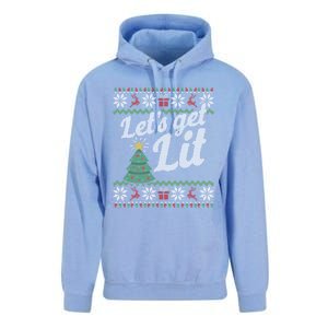 Ugly Christmas Lets Get Lit Funny Tree Funny Gift Unisex Surf Hoodie