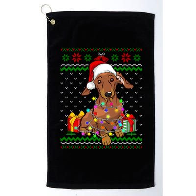 Ugly Christmas Lights Dachshund Dog Lover Gift Platinum Collection Golf Towel