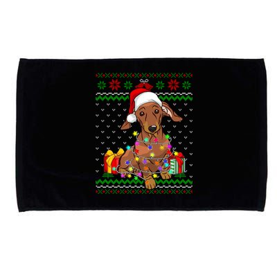 Ugly Christmas Lights Dachshund Dog Lover Gift Microfiber Hand Towel