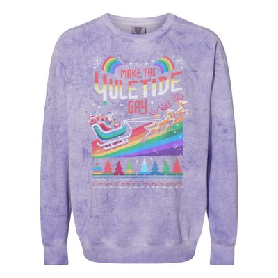 Ugly Christmas Lgbtq Pride Santa Claus Make Yuletide Gift Colorblast Crewneck Sweatshirt