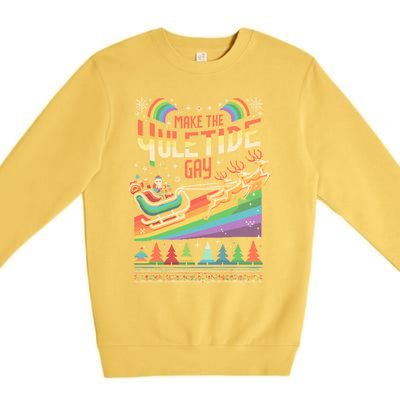 Ugly Christmas Lgbtq Pride Santa Claus Make Yuletide Gift Premium Crewneck Sweatshirt