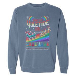 Ugly Christmas Lgbtq Pride Santa Claus Make Yuletide Gift Garment-Dyed Sweatshirt