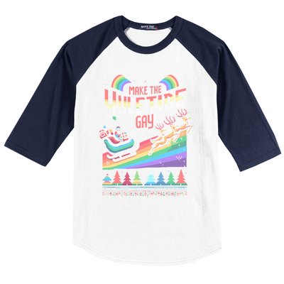 Ugly Christmas Lgbtq Pride Santa Claus Make Yuletide Gift Baseball Sleeve Shirt