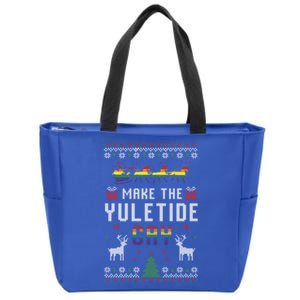 Ugly Christmas Lgbtq Pride Santa Claus Make The Yuletide Gay Gift Zip Tote Bag