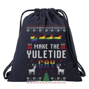 Ugly Christmas Lgbtq Pride Santa Claus Make The Yuletide Gay Gift Drawstring Bag