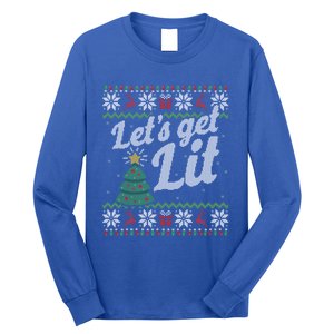 Ugly Christmas Lets Get Lit Funny Tree Funny Gift Long Sleeve Shirt