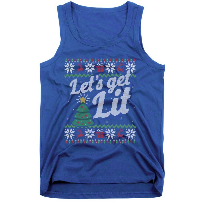 Ugly Christmas Lets Get Lit Funny Tree Funny Gift Tank Top