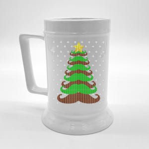 Ugly Christmas Mustache Tree Holiday Xmas Funny Dad Tank Top Beer Stein