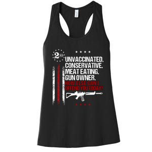 Unvaccinated Conservative Meat Eating Gun Owner Women's Racerback Tank