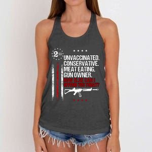 Unvaccinated Conservative Meat Eating Gun Owner Women's Knotted Racerback Tank