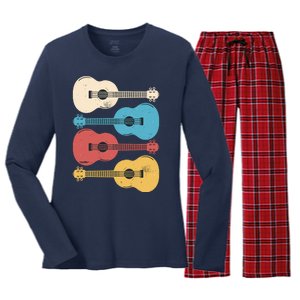 Ukelele Colorful Music Women's Long Sleeve Flannel Pajama Set 