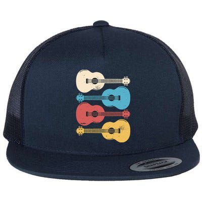 Ukelele Colorful Music Flat Bill Trucker Hat