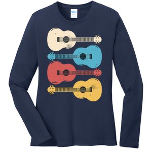 Ukelele Colorful Music Ladies Long Sleeve Shirt