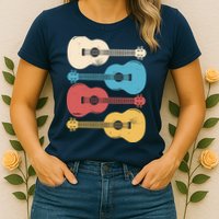 Ukelele Colorful Music Womens T-Shirt