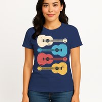 Ukelele Colorful Music Womens T-Shirt