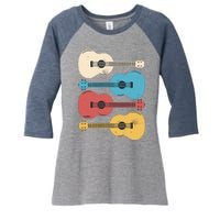 Ukelele Colorful Music Women's Tri-Blend 3/4-Sleeve Raglan Shirt