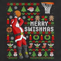 Ugly Christmas Merry Swishmas Basketball Gift 7 Panel Mesh Trucker Snapback Hat
