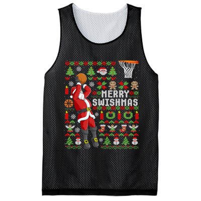 Ugly Christmas Merry Swishmas Basketball Gift Mesh Reversible Basketball Jersey Tank