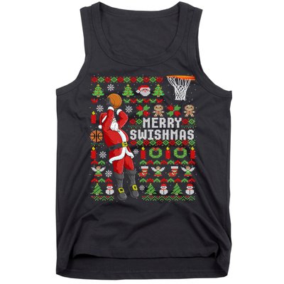 Ugly Christmas Merry Swishmas Basketball Gift Tank Top