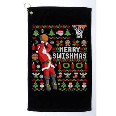 Ugly Christmas Merry Swishmas Basketball Gift Golf Towel