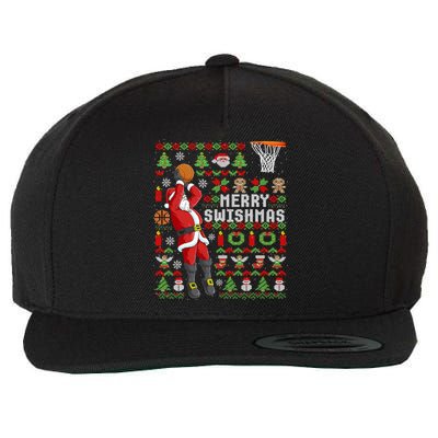 Ugly Christmas Merry Swishmas Basketball Gift Wool Snapback Cap