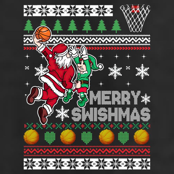 Ugly Christmas Merry Swishmas Basketball Gift 7 Panel Mesh Trucker Snapback Hat