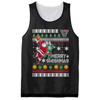Ugly Christmas Merry Swishmas Basketball Gift Mesh Reversible Basketball Jersey Tank
