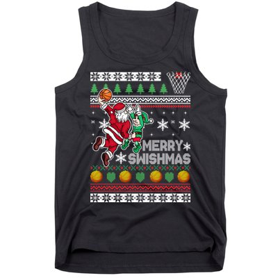 Ugly Christmas Merry Swishmas Basketball Gift Tank Top