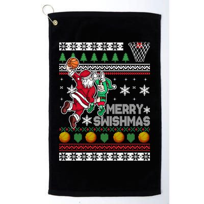 Ugly Christmas Merry Swishmas Basketball Gift Golf Towel