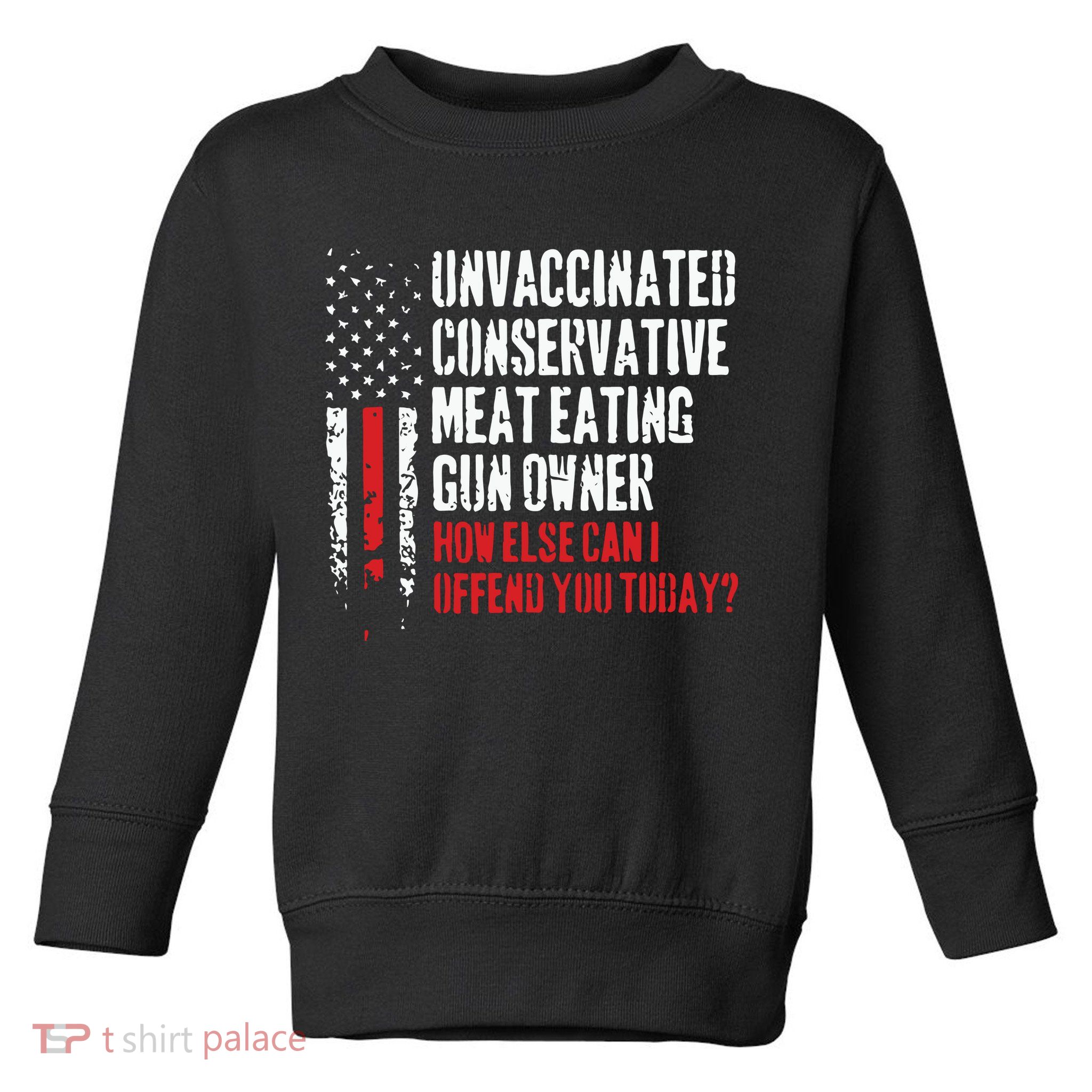 Unvaccinated Conservative Meat Eating Gun Owner How Else Cani Offend You Today Toddler Sweatshirt