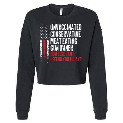 Unvaccinated Conservative Meat Eating Gun Owner How Else Cani Offend You Today Cropped Pullover Crew