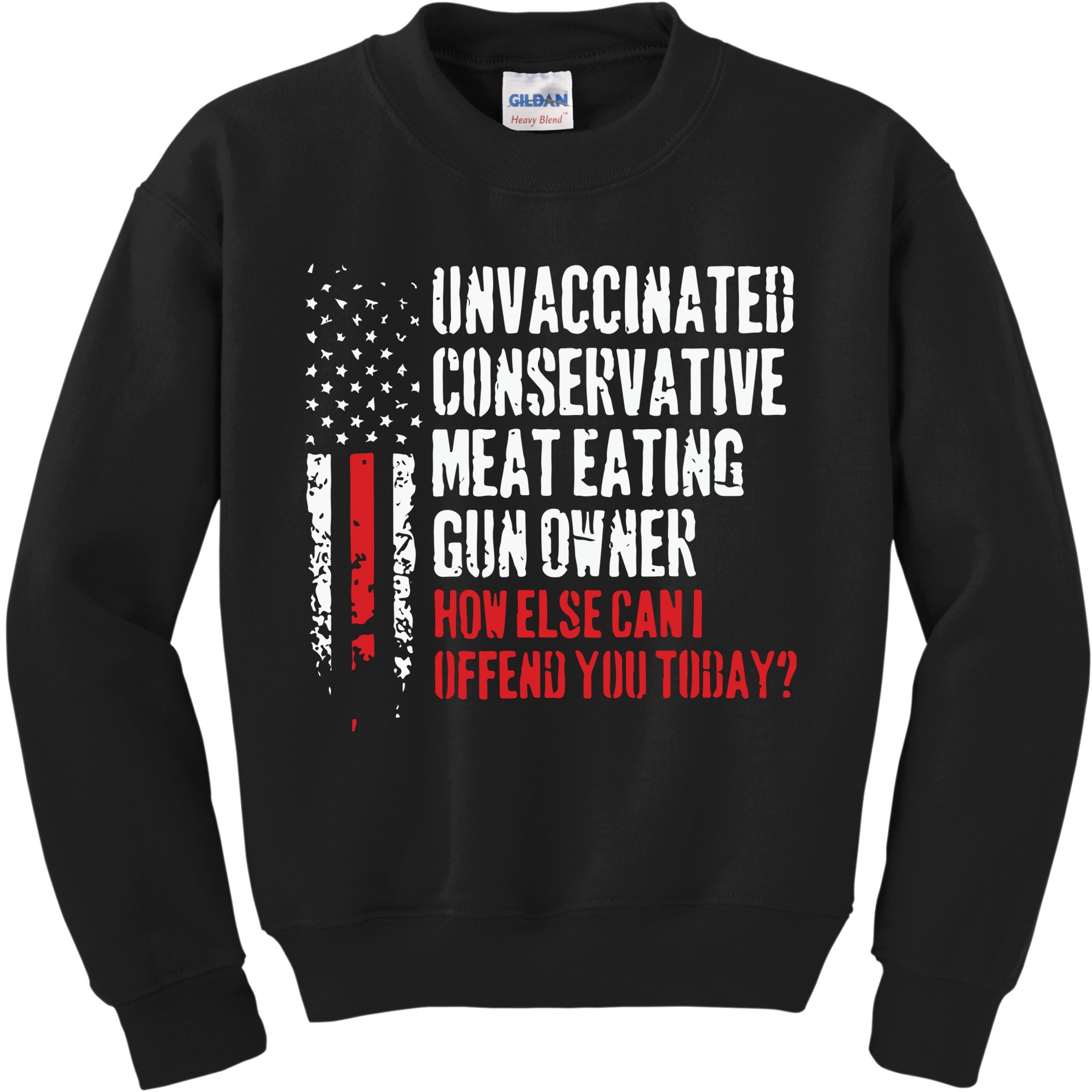 Unvaccinated Conservative Meat Eating Gun Owner How Else Cani Offend You Today Kids Sweatshirt