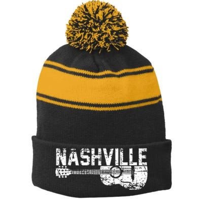 Unique Country Music Lovers Nashville Stripe Pom Pom Beanie