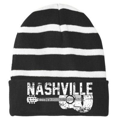 Unique Country Music Lovers Nashville Striped Beanie with Solid Band