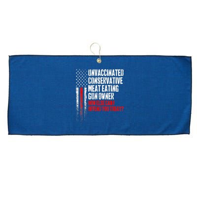 Unvaccinated Conservative Meat Eating Gun Owner Large Microfiber Waffle Golf Towel