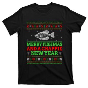 Ugly Christmas Merry Fishmas And A Crappie New Year Fishing T-Shirt