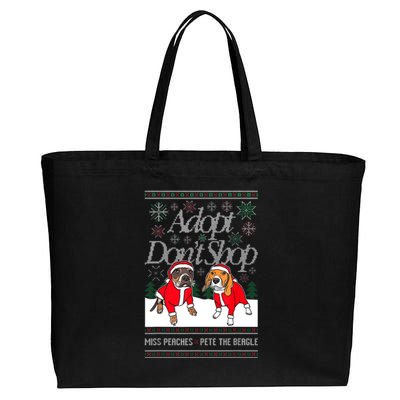 Ugly Christmas Miss Peaches & Pete The Beagle Funny Xmas Gift Cotton Canvas Jumbo Tote