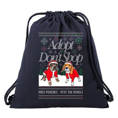 Ugly Christmas Miss Peaches & Pete The Beagle Funny Xmas Gift Drawstring Bag