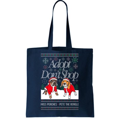 Ugly Christmas Miss Peaches & Pete The Beagle Funny Xmas Gift Tote Bag