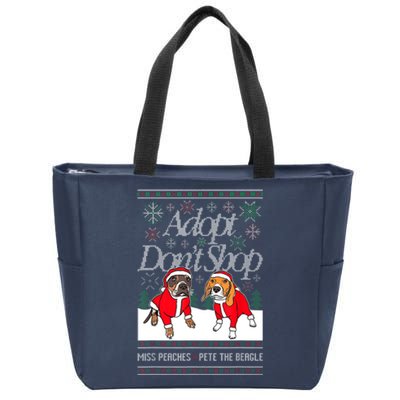 Ugly Christmas Miss Peaches & Pete The Beagle Funny Xmas Gift Zip Tote Bag