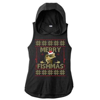 Ugly Christmas Merry Fishmas Fishing Fisher Xmas Gift Great Gift Ladies PosiCharge Tri-Blend Wicking Draft Hoodie Tank