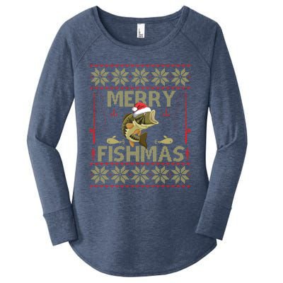 Ugly Christmas Merry Fishmas Fishing Fisher Xmas Gift Great Gift Women's Perfect Tri Tunic Long Sleeve Shirt