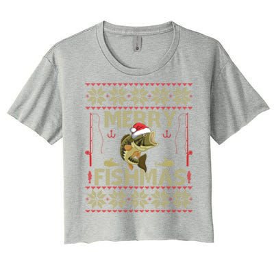 Ugly Christmas Merry Fishmas Fishing Fisher Xmas Gift Great Gift Women's Crop Top Tee