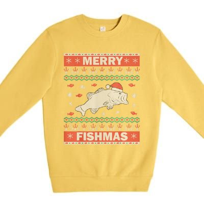 Ugly Christmas Merry Fishmas Funny Fish Fishing Fisher Cool Gift Premium Crewneck Sweatshirt