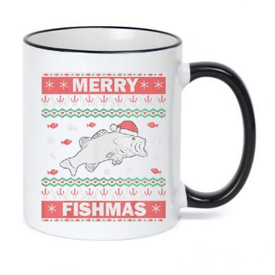 Ugly Christmas Merry Fishmas Funny Fish Fishing Fisher Cool Gift 11oz Black Color Changing Mug