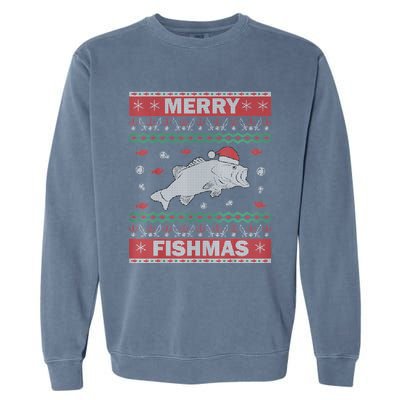 Ugly Christmas Merry Fishmas Funny Fish Fishing Fisher Cool Gift Garment-Dyed Sweatshirt