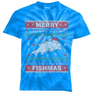 Ugly Christmas Merry Fishmas Funny Fish Fishing Fisher Cool Gift Kids Tie-Dye T-Shirt