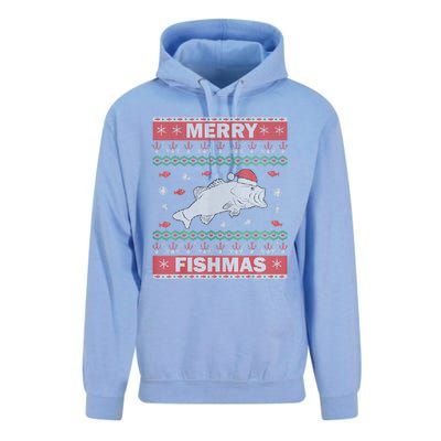 Ugly Christmas Merry Fishmas Funny Fish Fishing Fisher Cool Gift Unisex Surf Hoodie