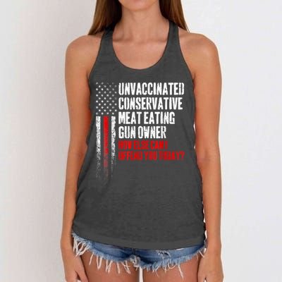 Unvaccinated Conservative Meat Eating Gun Owner Women's Knotted Racerback Tank